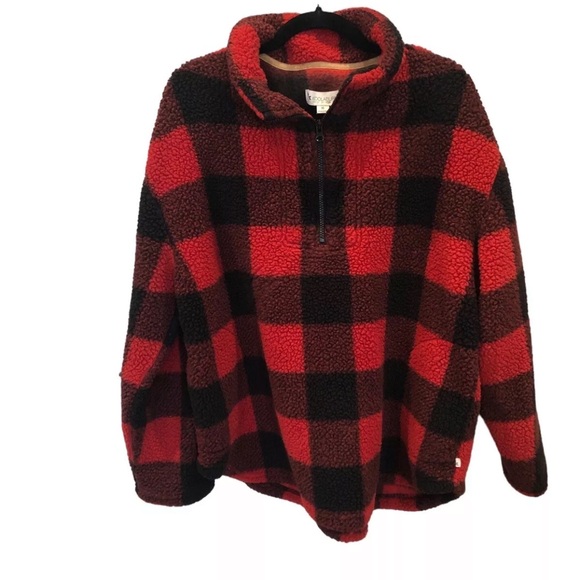 Koolaburra by UGG Women's XL Thick Fleece Pull-over Red/Black Plaid Mock Neck - Picture 1 of 13
